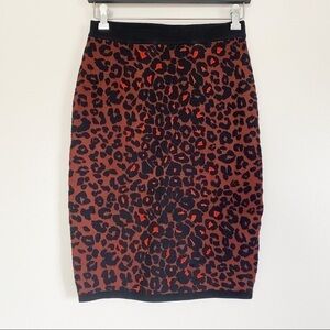 A.L.C Ellwood Leopard Print Pencil Wool Skirt S